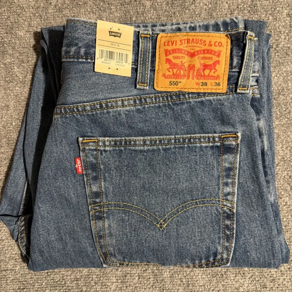 NEW Levi's Mens 550 Denim Jeans Relaxed Fit Mens Size 38X36 Blue NWT